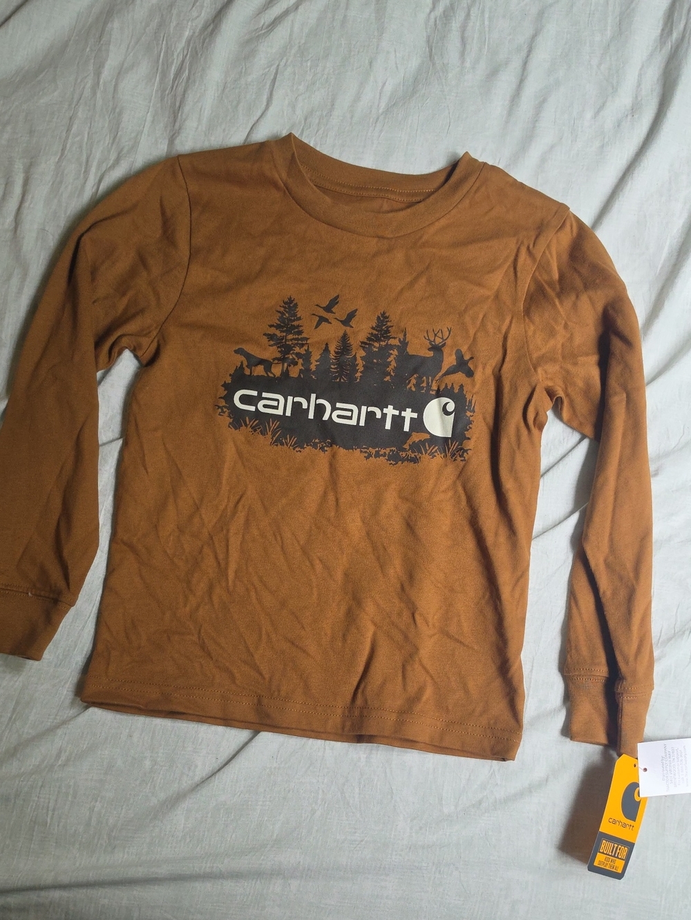 🚨 Carhartt Kids Long-Sleeve Logo Tee in Brown